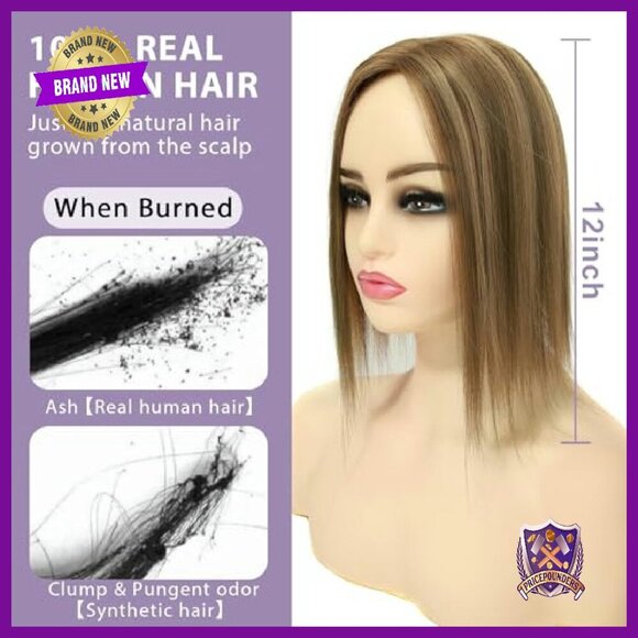 3x5 Silk Base Human Hair Topper, 12 Inch Length, 130% Density main image 7